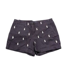 Ralph Lauren Polo Sport Women's Shorts Size 2 Blue Pony Logo AOP Embroidered